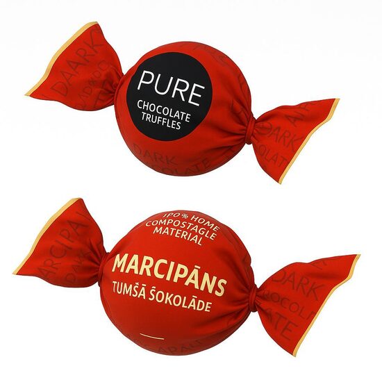 Tumšās šokolādes trifeles ar marcipāna krēma pildījumu 1kg, PURE